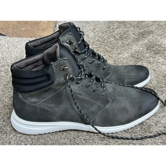 Unlisted by Kenneth Cole Nio Dark Gray Boots KENNETH COLE UNLISTED Nio BOOT Gray Suede Plain Toe Lace-Up  main image 3